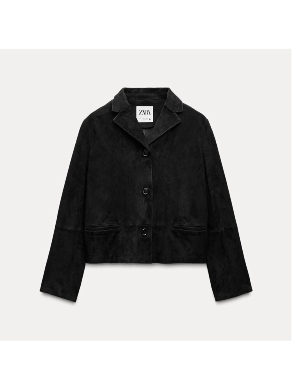 NEW Zara | Suede Leather Button-down Blazer In Black - Picture 13 of 15